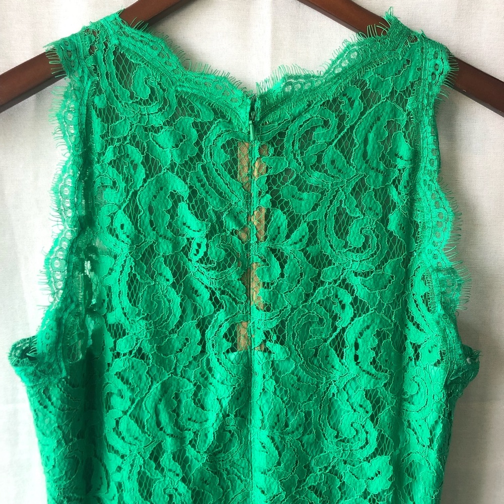 SOLD | Tadashi Shoji Green Lace Dress Size 10 - Picture 3 of 8